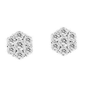  0.50cttw Diamond Cluster Earring set in 14k Gold Jewelry
