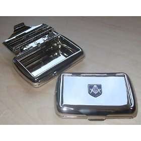 com County Engraving Masonic G Chrome Plated Tobacco Box Tin Engraved 