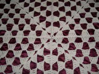 VINTAGE HAND CROCHETED BEDSPREAD TABLECLOTH 108 X 67  