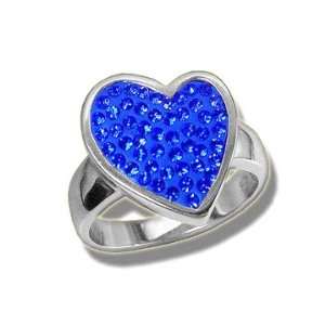 Ashley Arthur .925 Silver & Sapphire Tilted Heart Crystal Ring Size 8 