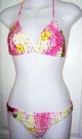 NWT Bikini 2 piece Swimsuit SPLATTER TROPICAL Sz L  