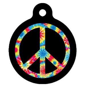 Dog Tag Art Custom Pet ID Tag for Dogs   Tie Dye Peace Symbol   Small 