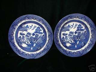 BEAUTIFUL 2 VINTAGE ENGLAND CHURCHILL BLUE WILLOW BOWL ~ 2 BOWLS