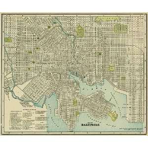  Cram 1893 Antique Street Map of Baltimore