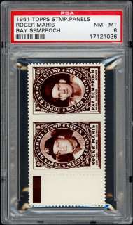 1961 Topps Stamp Panels Roger Maris & Ray Semproch PSA 8  
