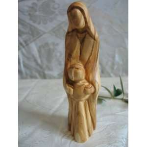  Olive Wood Sculpture of the Holy Mother and Child Carved 