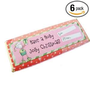   Chocolate Christmas Jolly Elf Design, 3 Ounce Candy Bars (Pack of 6