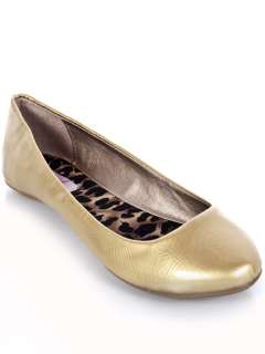 NEW QUPID Women Casual Patent Round Toe Work Ballet Flat Gold Crinkle 
