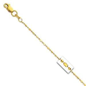  14k Solid Yellow Gold 1mm Bead Bar Chain Necklace 18 