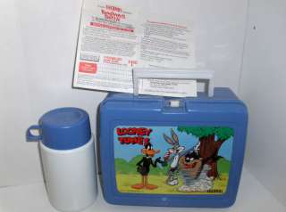 Looney Tunes`1988`Blue`Plastic Lunchbox & Thermos`New`  