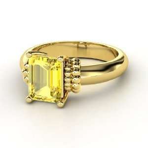  Beluga Ring, Emerald Cut Yellow Sapphire 14K Yellow Gold 