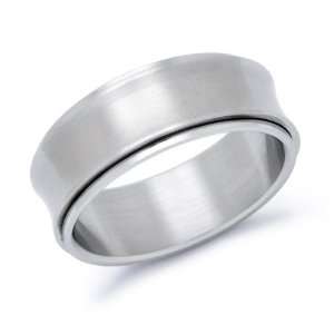  Stainless Steel Concave Spinner Band Ring, 12 Jewelry
