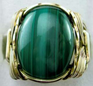 R745 Malachite Ring 14k Gold gf Mens or Ladies Jewelry  