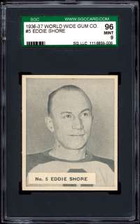 1936 37 World Wide Gum #5 Eddie Shore SGC 96 MINT  