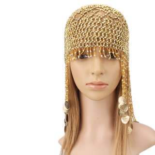 Brand New Beautiful and Charming Belly dance gold coins beads cap 