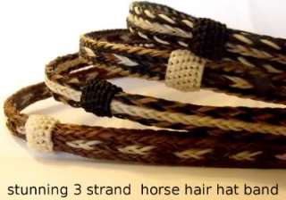 Western Cowboy horse hair HAT BAND*no tassels 3 strand  