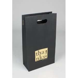  Black Card Paper Wine Shopping Gift Bags (Thanks) 11 X 5 