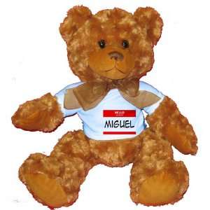  HELLO my name is MIGUEL Plush Teddy Bear with BLUE T Shirt 
