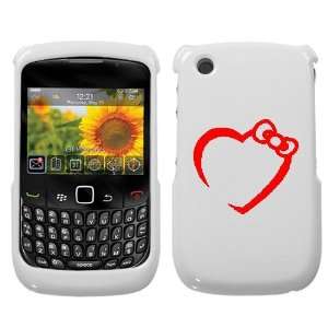 BLACKBERRY CURVE 8520 8530 9300 3G RED HEART BOW ON A WHITE HARD CASE 