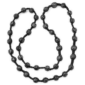 Mens Hip Hop Style Forty Black Disco Ball Beads Necklace 