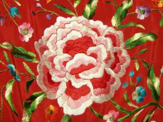 1920s Flapper Style Dress Embroidered Silk Red Multi Maya Matazaro 