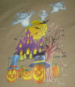 haunted house, pumpkins, ghosts tshirt xl  
