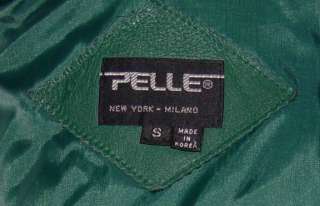 WOMANS, LADYS GREEN PELLE NEW YORK LEATHER JACKET SM.  