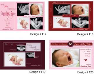 50 Personalized Photo Birth Baby Announcements   5x7  