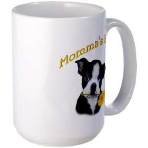  Boston Terrier Mommas Boy Pets Large Mug by  