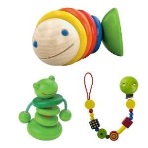  Haba Moby Clutching Toy Plus Froggy Wooden Teether Rattle 