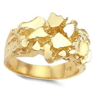  Mens Nugget Ring 14k Yellow Gold Pinky Ring Band, Size 5 