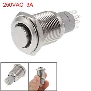   250VAC 3A Whtie LED Momentary Metal Push Button Switch Automotive