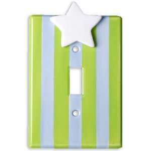  White Star Switchplate with Green & Blue Stripe
