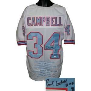  Earl Campbell Signed Jersey   White Prostyle Stat HOF 91 