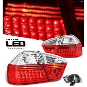  Bmw 2005 2007 3 Series   E90 4Dr Red/Clear Led Taillight 