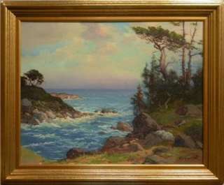 George Bickerstaff  California Coastal View  Monterey  Vintage Oil 
