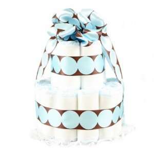  New Baby Boy Diaper Cake   2 Tier   Blue Polka Dots on 
