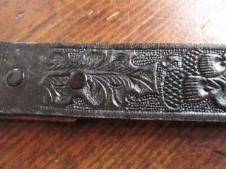 Tony Lama Black Leather Belt Polished Stone Buckle 34  