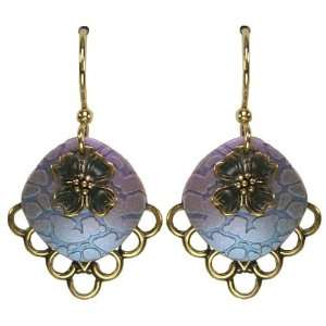  Jody Coyote Lilac Bronze Filigree Flower Earrings QN021 