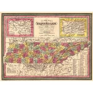  STATE OF TENNESSEE (TN) THOMAS & CO. 1850 MAP