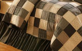 Kettle Grove KING Bedskirt/ruffle Black Plaid Rustic  