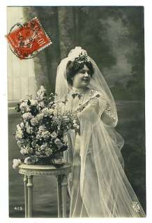 Bride Marriage Wedding Romance photo postcard 1910s h  