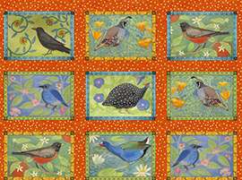 BIRDS OF A FEATHER squares 12 x 22 100% cotton from Quilting 