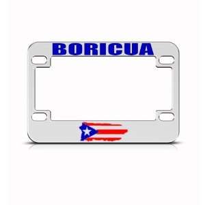 Puerto Rico Boricua Flag Metal Motorcycle Bike license plate frame Tag 