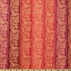  44 Wide Mariposa Vine Stripe Metallic Rust Fabric By The 