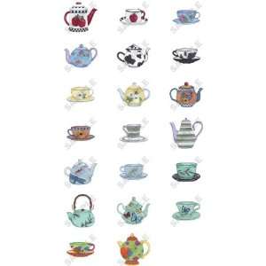 Teapots & Teacups Embroidery Designs by Dakota Collectibles on a CD 