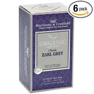 Harrisons & Crosfield Organic Earl Grey Tea, 20 Count Tea Bags (Pack 