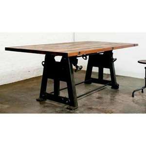   Dining Table in Recycled Cast Iron and Weathered Oak