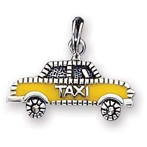  Taxicab Marcasite Enameled Charm, Sterling Silver Jewelry