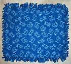 Blue & White Puppy Dogs No Sew Knotted Fleece Blankie